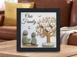 Personalised Pebble Art Family Tree Christmas Keepsake Gift - thumbnail 1