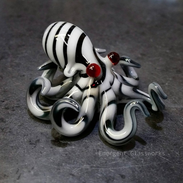 Glass Octopus Pendant Zebra Striped - image 1