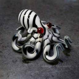Glass Octopus Pendant Zebra Striped