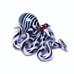Glass Octopus Pendant Zebra Striped - thumbnail 2