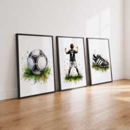 Personalised Football Print Set - Custom Boys Bedroom Decor, Soccer Wall Art Of 3