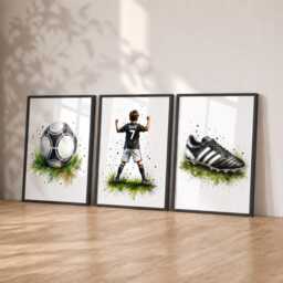 Personalised Football Print Set - Custom Boys Bedroom Decor, Soccer Wall Art Of 3 - thumbnail 2