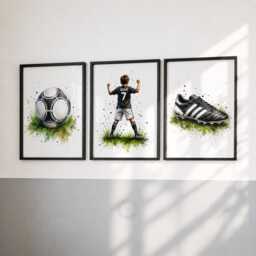 Personalised Football Print Set - Custom Boys Bedroom Decor, Soccer Wall Art Of 3 - thumbnail 3