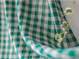 Green Gingham Washed Linen Curtains Farmhouse Buffalo Check Plaid Custom Drapes Dining Room Panels Kitchen Cottage Cafe Valances Set Of 2 - thumbnail 1