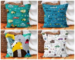Car Kid Pattern Pillow Case/Kids Room Decor Pillow/Car Models Throw Cover/Fun Decorative Pillow/Nursery Case - thumbnail 1