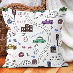 Car Kid Pattern Pillow Case/Kids Room Decor Pillow/Car Models Throw Cover/Fun Decorative Pillow/Nursery Case - thumbnail 4