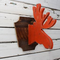 Moose Decor Wooden Rustic Cabin Lodge Art Lake House Wall Faux Head Trophy - thumbnail 1