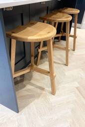 Set Of 2 Bar Stools, Handmade Wood Kitchen Wooden Counter Height Furniture - thumbnail 1