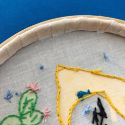 Wall Decoration - Drawings & Illustrations Hand Embroidery Hoop Embroidery Art Hanging Girl in The Desert - thumbnail 3