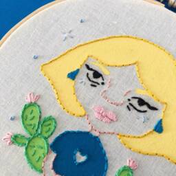Wall Decoration - Drawings & Illustrations Hand Embroidery Hoop Embroidery Art Hanging Girl in The Desert - thumbnail 2