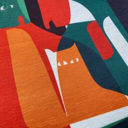 Abstract Cat & Bird Velvet Cushion Covers Set Of 2, Double Sided - thumbnail 2