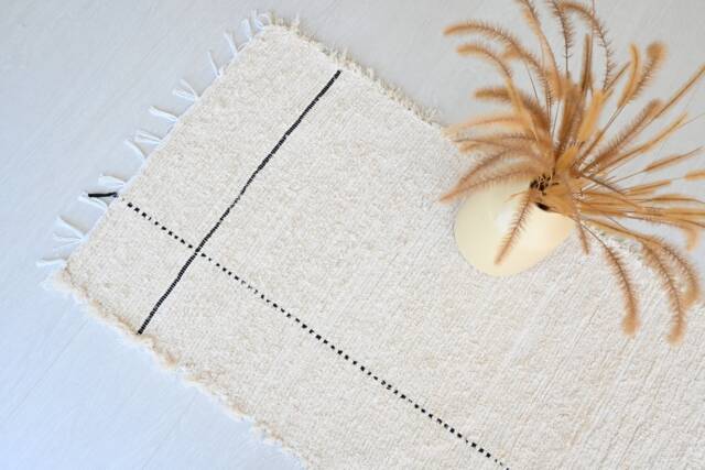 Cream Runner Rug 300 cm, Hallway Rug, Kitchen Beige Cotton Area Boho Rustic Flurteppich, Couloir - image 1
