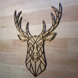 3D Wooden Stag Head Wall Art Geometric Deer Plaque, Unpainted - thumbnail 2