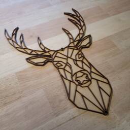 3D Wooden Stag Head Wall Art Geometric Deer Plaque, Unpainted - thumbnail 1