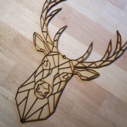 3D Wooden Stag Head Wall Art Geometric Deer Plaque, Unpainted - thumbnail 3