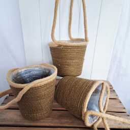 Natural Coloured Hanging Plant Basket - thumbnail 1