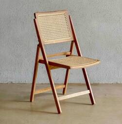 Handcrafted Rattan Teak Folding Chair - Boho Minimalist Style - thumbnail 1