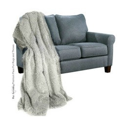 Gray Wavy Faux Fur Throw Blanket - Sheepskin Shag, Minky Lining