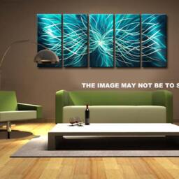 Abstract Metal Wall Art, Modern Teal 3D Sculpture - thumbnail 4
