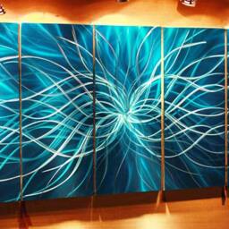 Abstract Metal Wall Art, Modern Teal 3D Sculpture - thumbnail 3