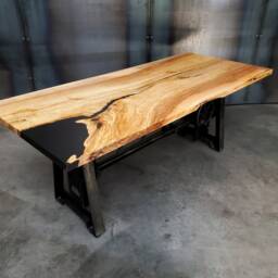 Adjustable Height Desk, Vintage Industrial Crank Base Table, Custom Made - thumbnail 4