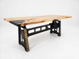 Adjustable Height Desk, Vintage Industrial Crank Base Table, Custom Made