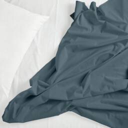 Petrol Blue Organic Hemp & Cotton Bed Linen With Wooden Buttons - thumbnail 2