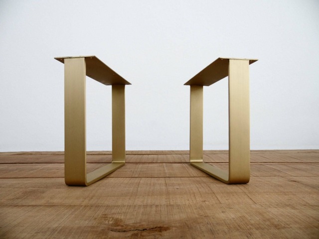 "Brass Coffee Table Legs - 16"" Flat U-Shaped Metal Set Of 2 Sofa & Furniture Base Height Options 12""-16" - image 1