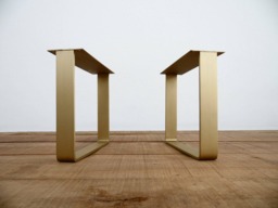 "Brass Coffee Table Legs - 16"" Flat U-Shaped Metal Set Of 2 Sofa & Furniture Base Height Options 12""-16" - thumbnail 1