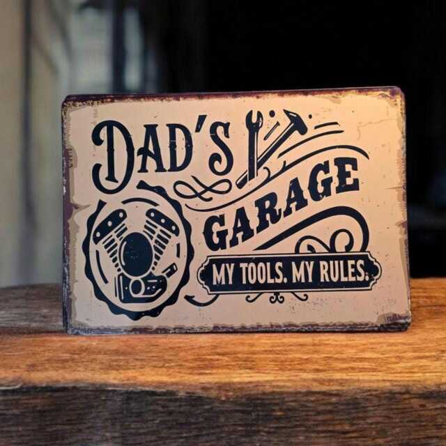 Dad's Garage Metal Sign, Mechanic Tools Plaque Father Birthday Gift - image 1
