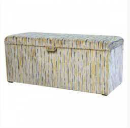 Luxe Mustard Yellow Stripe Storage Bench Ottoman - British Made Fabric Stool