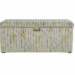Luxe Mustard Yellow Stripe Storage Bench Ottoman - British Made Fabric Stool - thumbnail 3