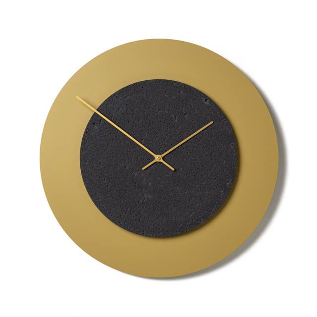 Metal-Concrete Wall Clock 44 cm - Large Round Clock, Golden With Anthracite Concrete & Golden Hands Clockies Cl450306 - image 1