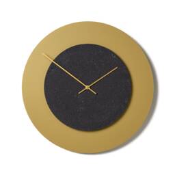Metal-Concrete Wall Clock 44 cm - Large Round Clock, Golden With Anthracite Concrete & Golden Hands Clockies Cl450306 - thumbnail 1