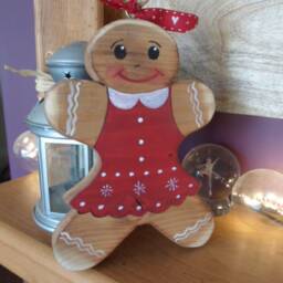 Wood Gingerbread Man Tree/Mantel Decoration My First Christmas Keepsake Stocking Decor Personalised Bauble Ornament - thumbnail 2