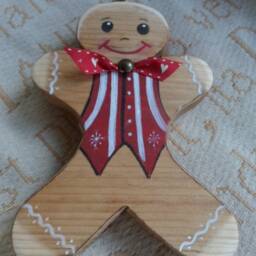 Wood Gingerbread Man Tree/Mantel Decoration My First Christmas Keepsake Stocking Decor Personalised Bauble Ornament - thumbnail 3