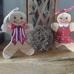 Wood Gingerbread Man Tree/Mantel Decoration My First Christmas Keepsake Stocking Decor Personalised Bauble Ornament - thumbnail 4