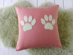 Cat Paws Pillow Case Cow Hide Cushion Pink 40x40cm Cowhide With Decoration Cover Canvas - thumbnail 1