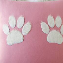 Cat Paws Pillow Case Cow Hide Cushion Pink 40x40cm Cowhide With Decoration Cover Canvas - thumbnail 2