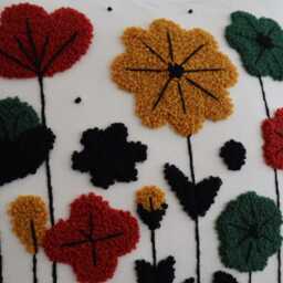 Punch Needle Pillow Cover Floral Meadow Embroidery, 50x50 cm - thumbnail 4