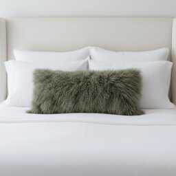 Olive Green Mongolian Sheepskin Fur Bolster Made To Order Custom Sizes Double/Single Sided - thumbnail 3