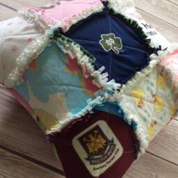 Rag Quilt Pillow, Patchwork Memory Baby Clothes Keepsake, Memorial Pillow - thumbnail 3