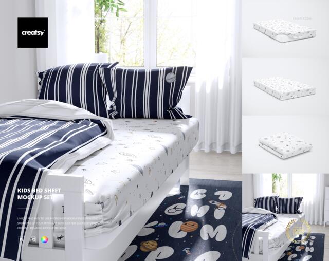 Kids Bed Sheet Mockup Set - image 1