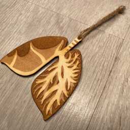 Lung Anatomy Wooden Christmas Ornament, Laser Cut, Made To Order. Respiratory, Anatomical, Organs, Trachea - thumbnail 4