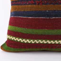 Large Kilim Pillow Cover 24'' Handwoven Turkish Wool Cushion - thumbnail 3