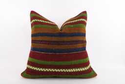 Large Kilim Pillow Cover 24'' Handwoven Turkish Wool Cushion - thumbnail 1