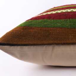 Large Kilim Pillow Cover 24'' Handwoven Turkish Wool Cushion - thumbnail 4
