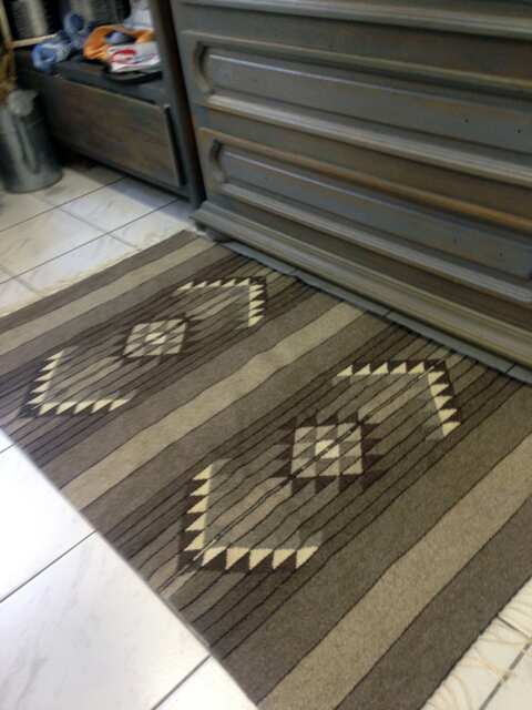 Bulgarian Handwoven Rug Of Natural Undyed Wool. Traditional Design. Floor Rug. Ethno Carpet - image 1