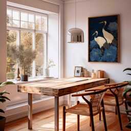 Japanese Crane Poster, Blue Floral Art Print, Elegant Oriental Wall Art, Traditional Style, Zen Nature Home Decor - thumbnail 3