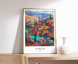 Tehran Poster, Iran Persian Middle Eastern Islamic Bazaar Travel Art, Art Poster - thumbnail 1